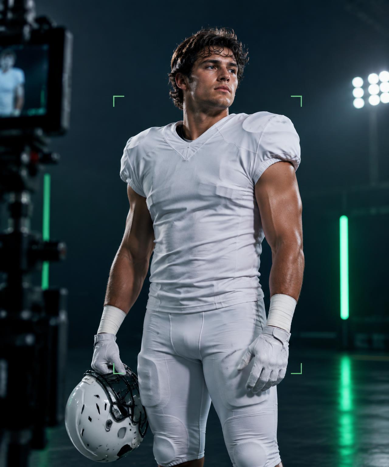 Football athlete featured in an Auria sponsor-ready media kit